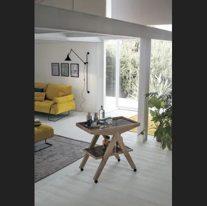 Tavolino carrello Arrow con piani in gres e struttura in laminato effetto legno di Target Point