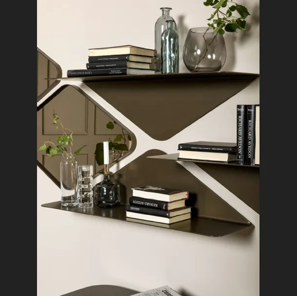 Mensola Matrix shelf in metallo con specchi di Tonin Casa