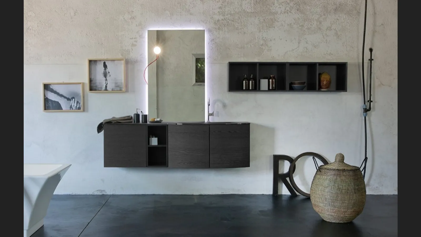 Mobile da Bagno sospeso in rovere K25 32 di Compab