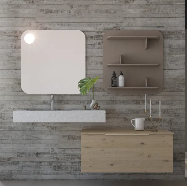 Mobile da Bagno sospeso in legno e HPL effetto cemento Linea LN10 di Arteba