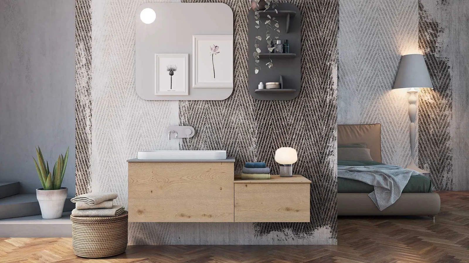 Mobile da Bagno sospeso in legno Linea LN11 Arteba