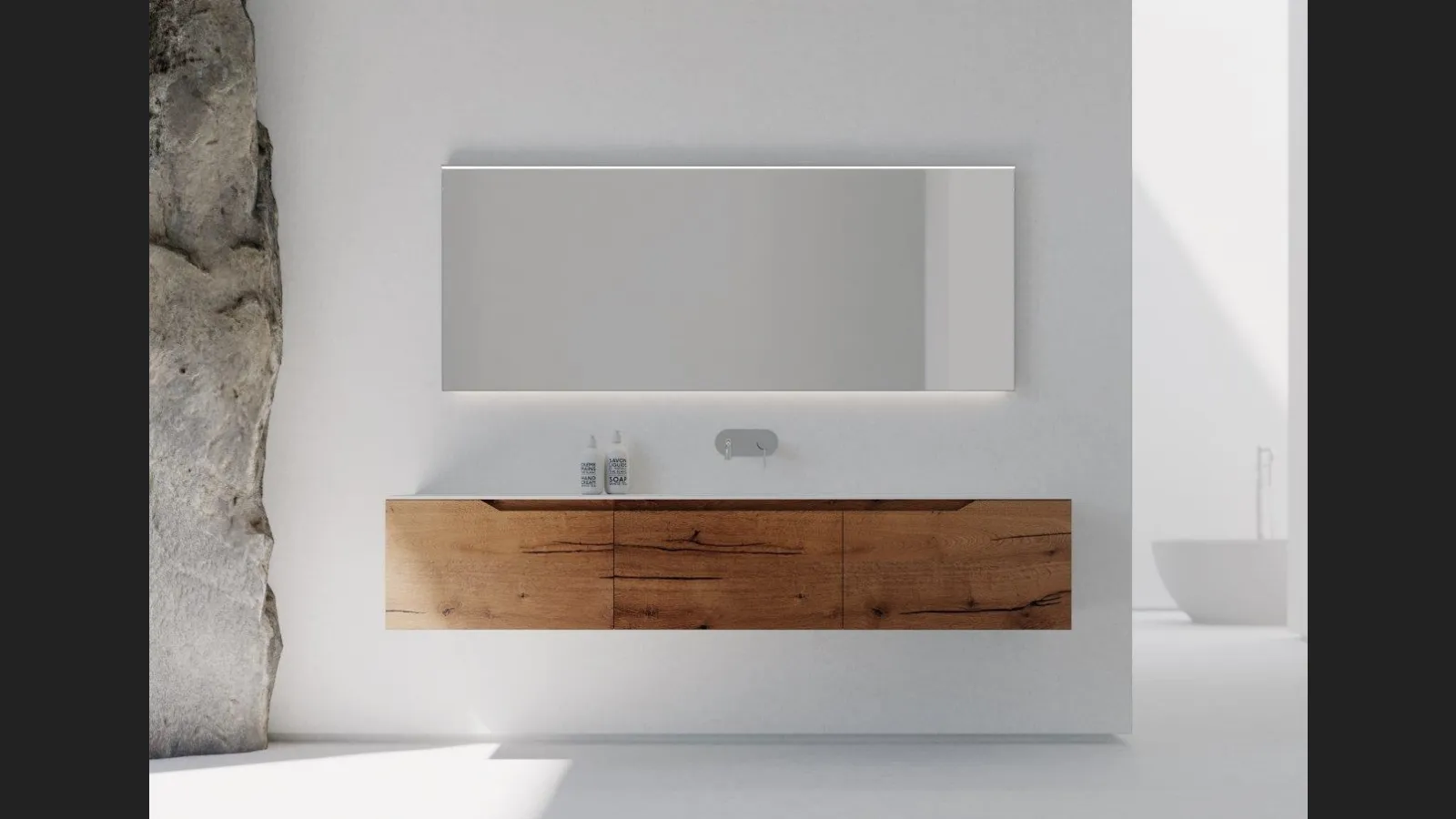 Mobile da bagno sospeso in legno Rustech RT11 di Arteba