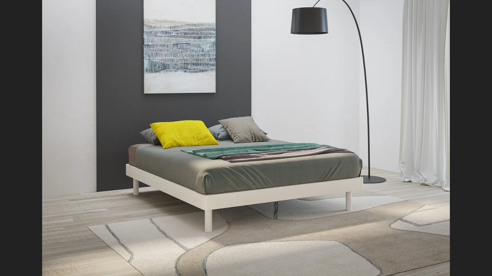 Letto sommier Reno in laccato opaco di Giessegi