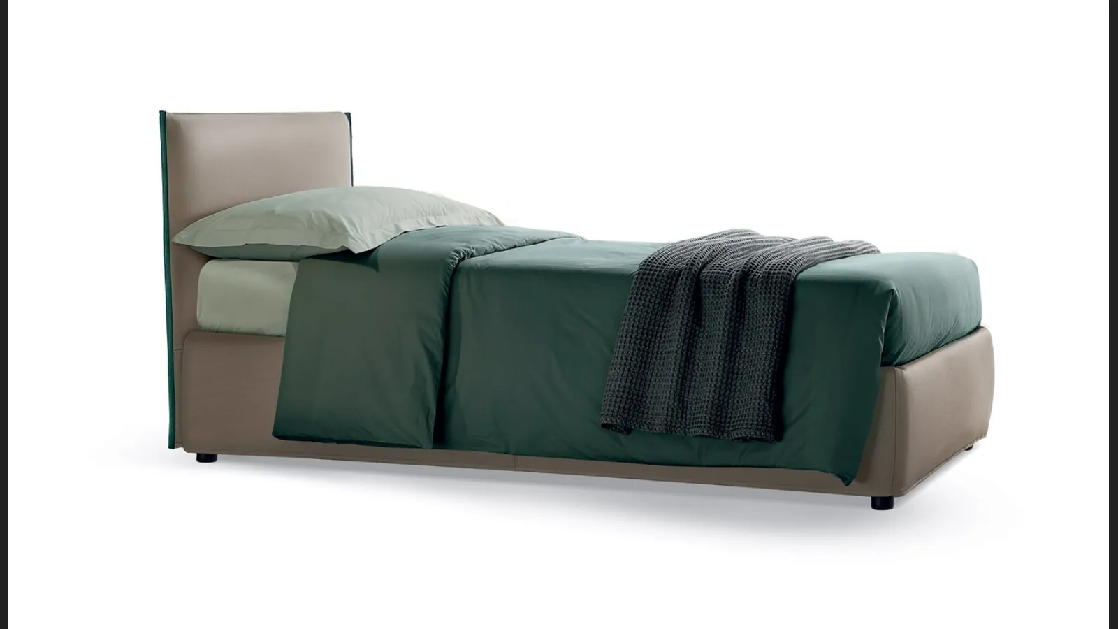 Letto singolo in pelle con testiera Dionisio Standard di Rosini Night