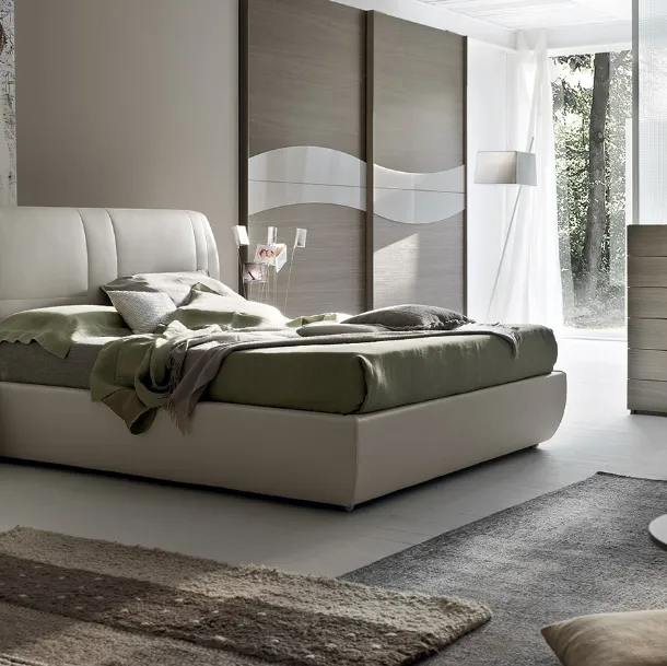 Letto in ecopelle imbottito con testiera Soft di Maronese Acf