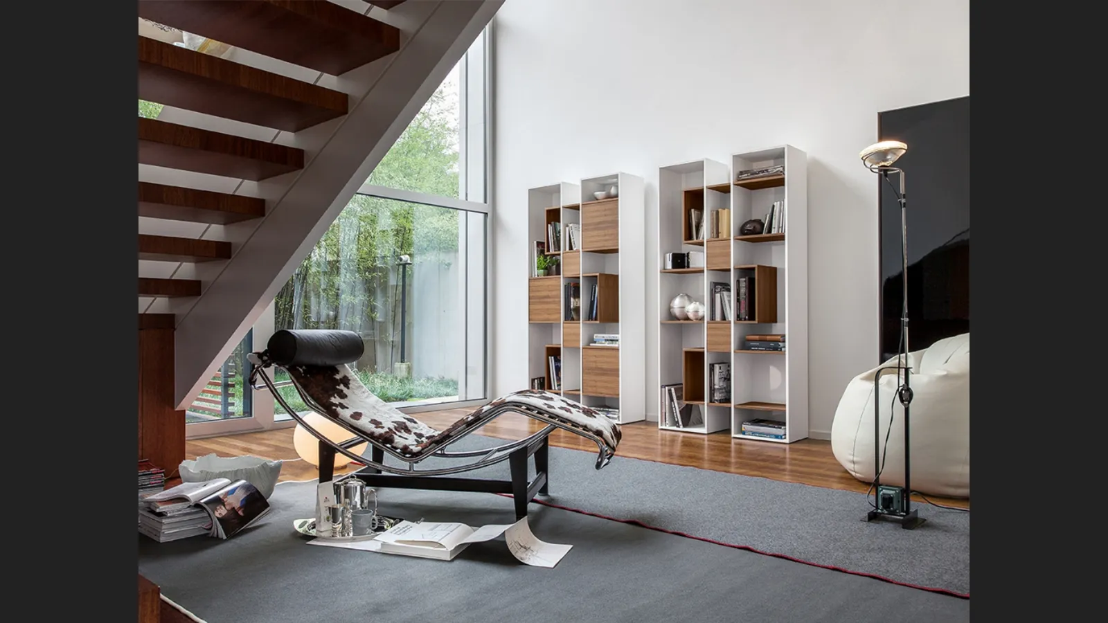 Libreria componibile in legno naturale e laccato Bianco opaco Abaco di Tonin Casa