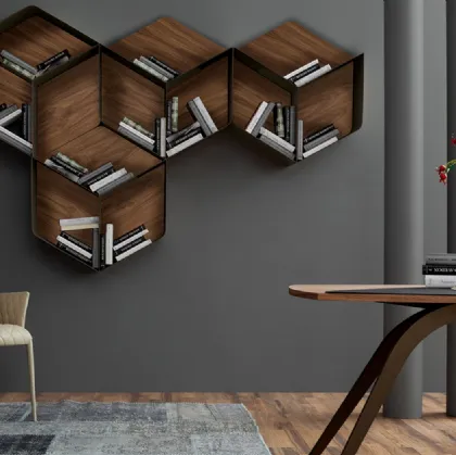 Libreria modulare sospesa di design in legno Pangea di Tonin Casa