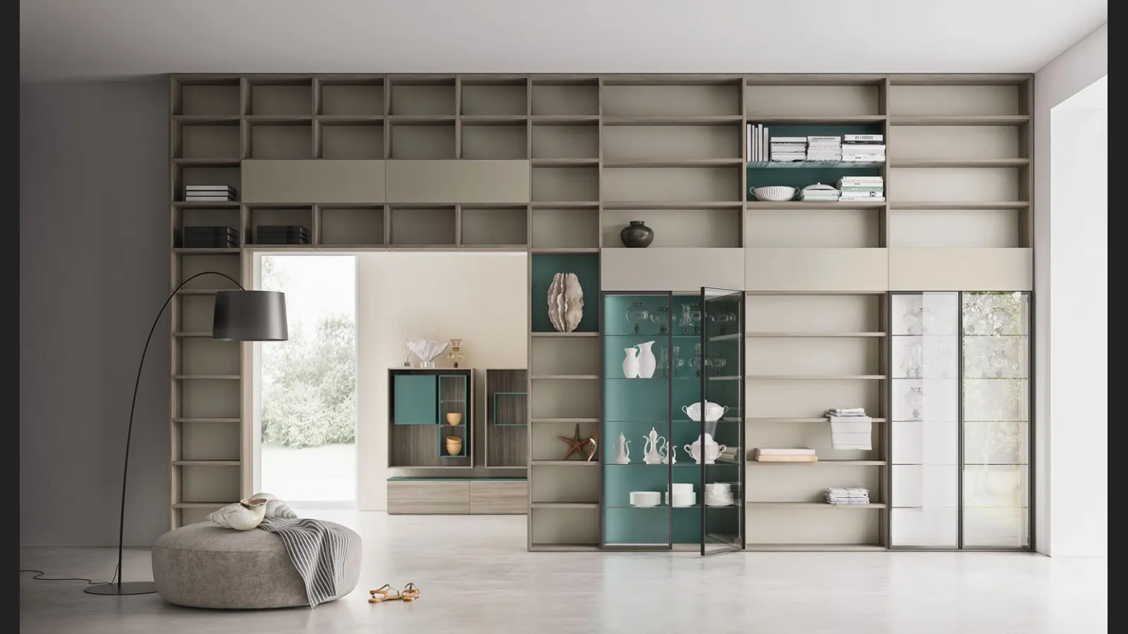 Libreria a muro componibile Composizione Time M01 di Marka Total Living