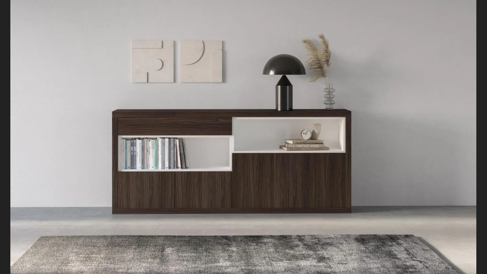 Madia MD 9589T in nobilitato Teak e Bianco di Giessegi