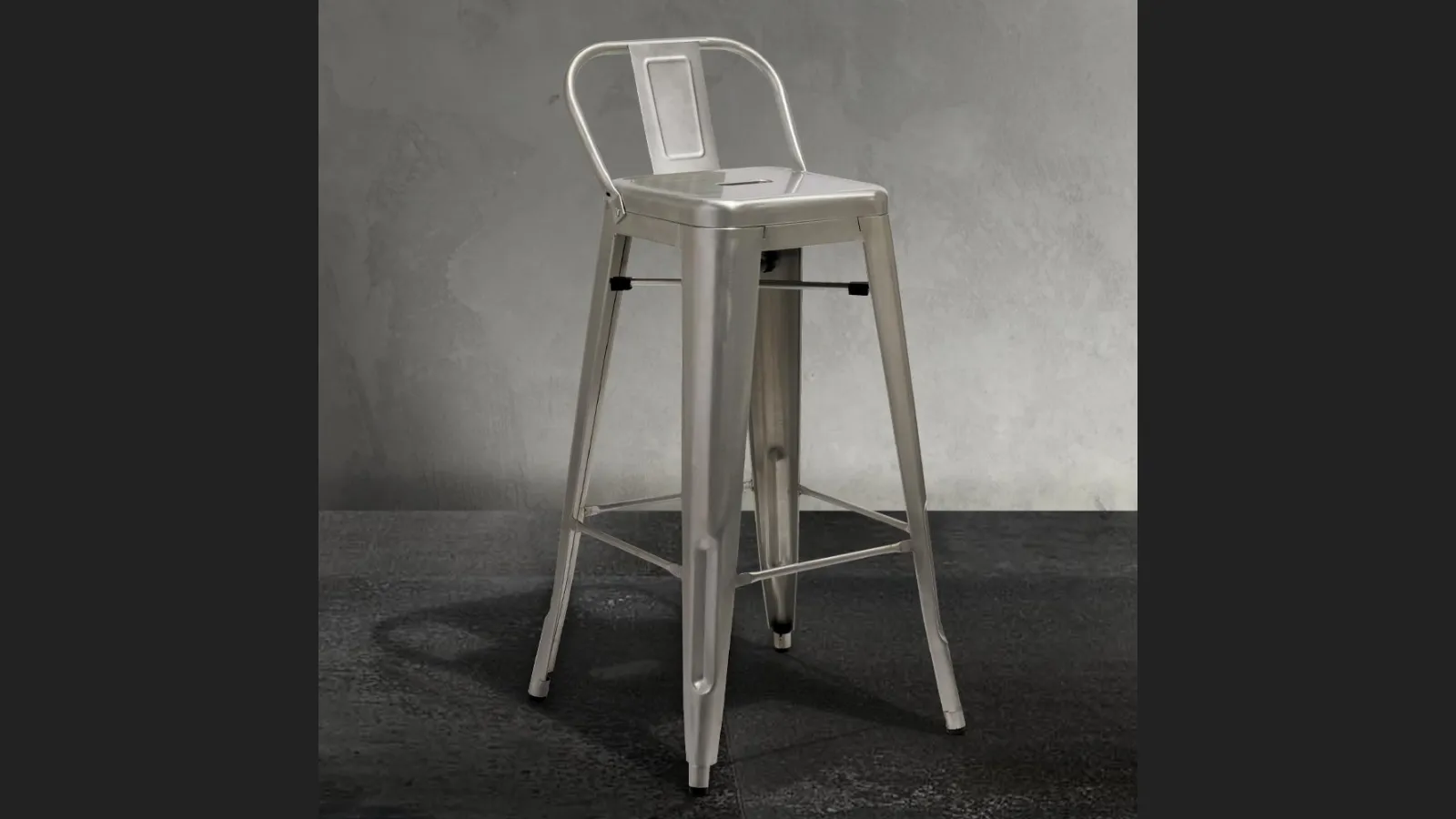 Sgabello Route 66 Back Stool 65 in metallo di La Seggiola