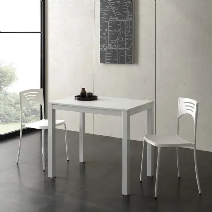 Tavolo allungabile Micro Table in nobilitato bianco con base in metallo verniciato di La Seggiola