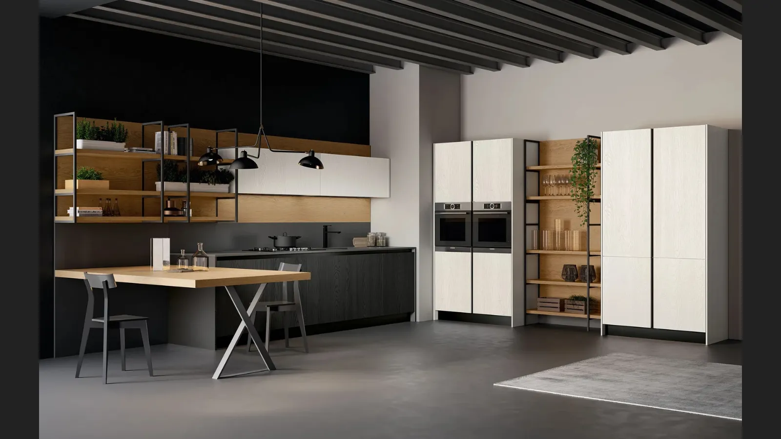 Cucina Moderna angolare in legno laccato Asia 02 di Arredo3