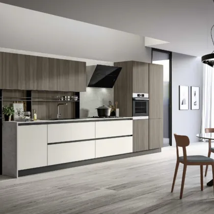 Cucina Moderna lineare in laccato e laminato Cloe 01 di Arredo3