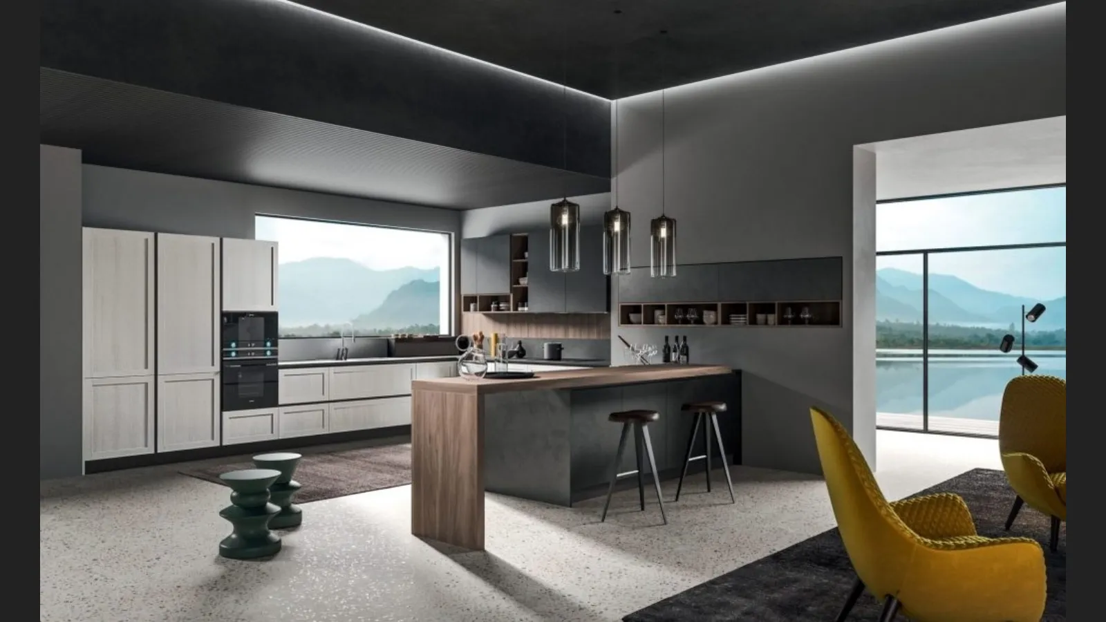 Cucina Moderna con penisola Time 12 in melaminico di Gentili Cucine