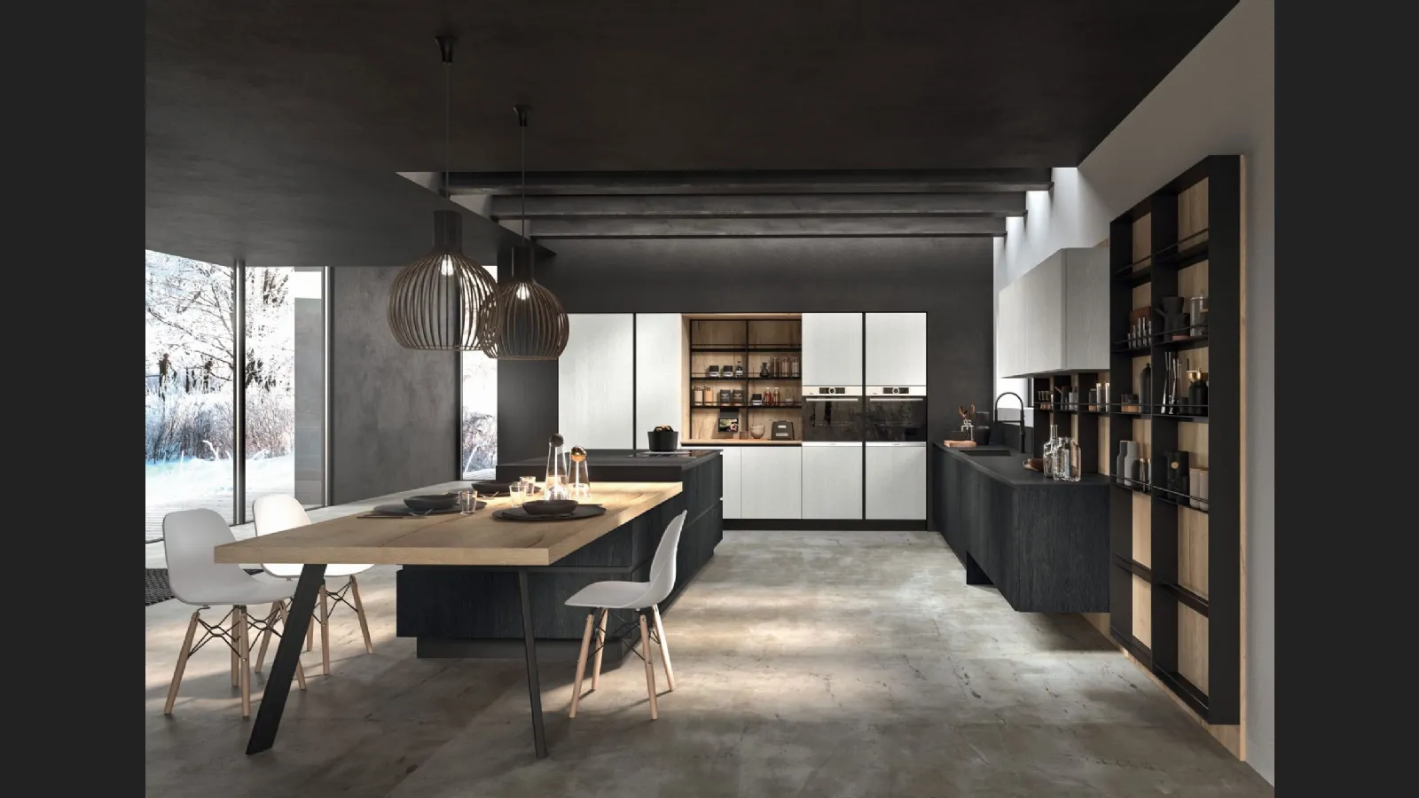 Cucina Moderna con isola Time 02 in melaminico di Gentili Cucine